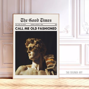 Bar Cart Newspaper Print – Retro Cocktail News Wall Art, Trendy Dorm Room Poster, Vintage-Inspired Digital Download for Home Bar