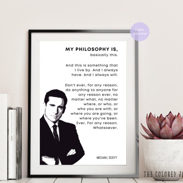 Michael Scott Philosophy Quote Poster / The Office TV Show / Popular TV Show Quotes / Motivational Quote Print / Quotes For Office