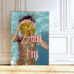 La Dolce Vita Poster, Italian Summer Wall Art, Vintage Poolside Print, Retro Glamour Decor, Old Money Aesthetic, European Summer Vibes
