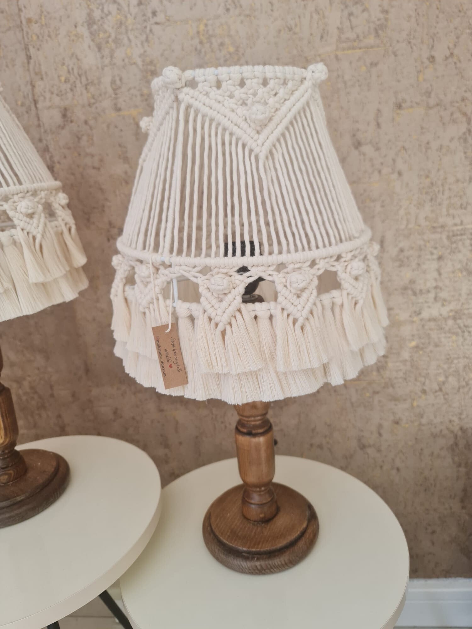Boho Macrame Lampshade, Boho Lamp Table, Lamp Cover, Boho Macrame Lamp ...