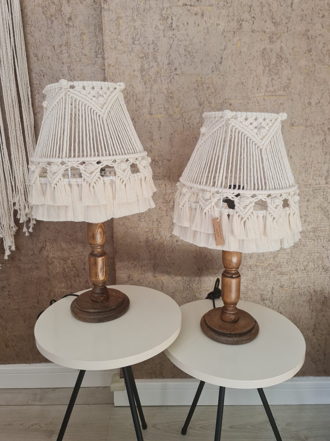 Boho Macrame Lampshade, Boho Lamp Table, Lamp Cover, Boho Macrame Lamp ...