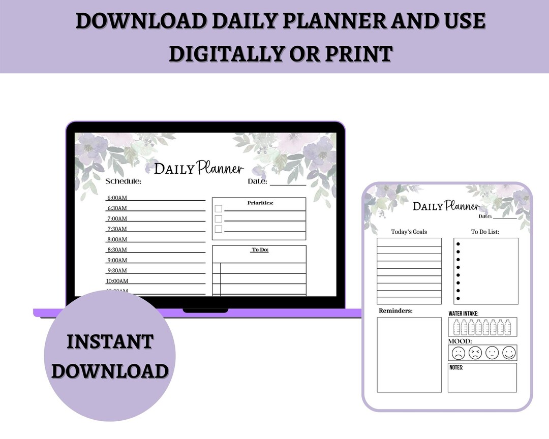 2 Page Printable Daily Planner to Do List Work/home Daily - Etsy