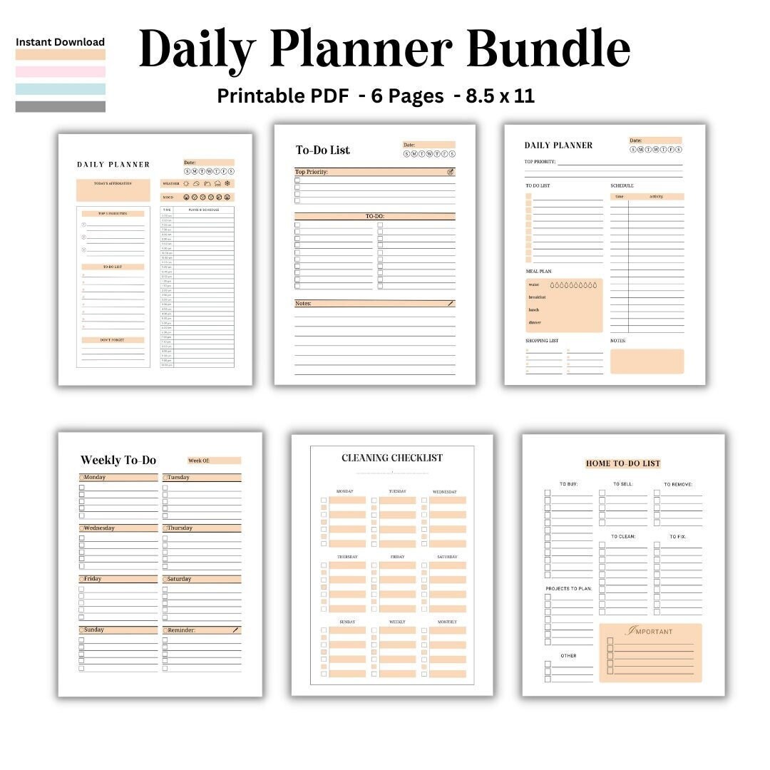 Daily Planner Printable Bundle to Do List, Weekly to Do List, Boost ...