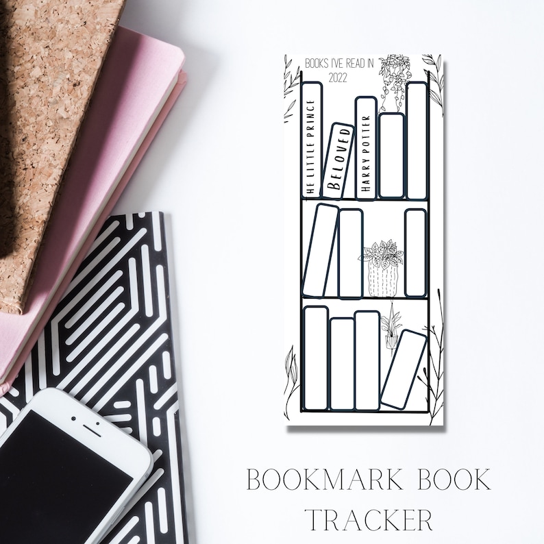 printable aesthetic bookmarks with book tracker set of
