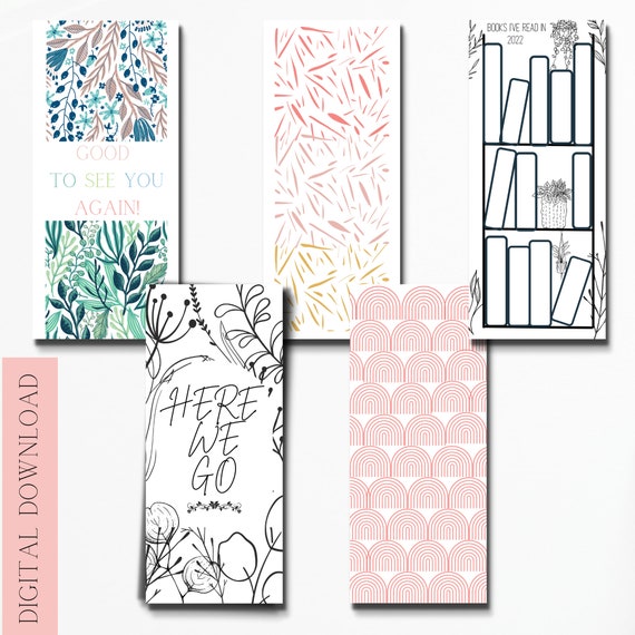 Printable Aesthetic Bookmarks With Book Tracker Set of Four | Etsy UK