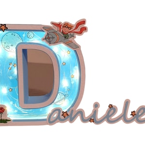 Nome personalizzato con iniziale 3D e led tema piccolo principe
