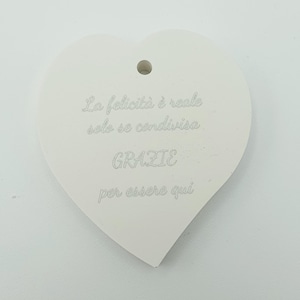 Gessetto Profumato a forma di Cuore personalizzabile con qualsiasi testo per Nascita, Battesimo, Comunione, Cresima, Matrimonio...