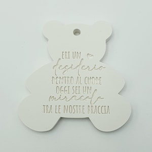 Gessetto Profumato a forma di orsetto, teddy bear con frase personalizzabile sul retro per Nascita, Battesimo...