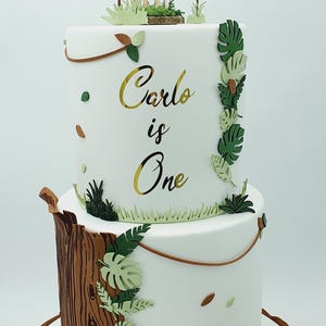 Torta scenografica finta tema animali della savana, giraffa, safari per Battesimo, primo compleanno, compleanni o altri eventi