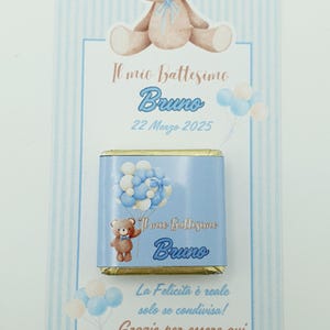 Segnaposto con cioccolatino Orsetto con palloncini o altri temi a scelta.