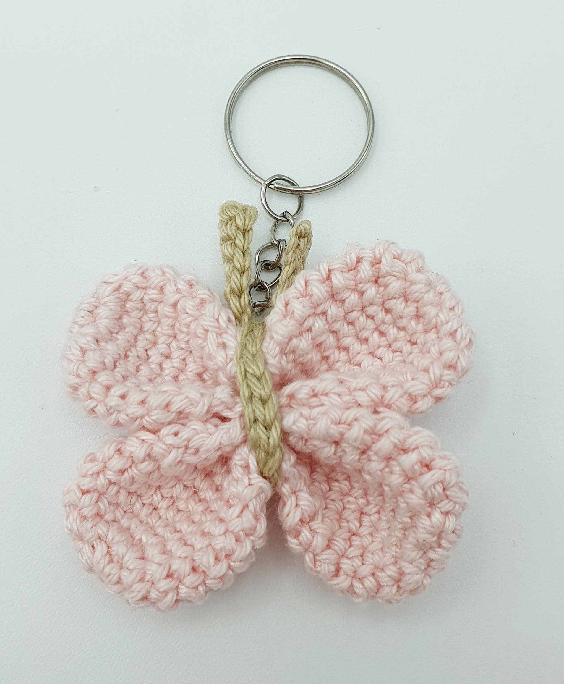 Portachiavi a forma di cuore con fiocco, ciondolo a forma di farfalla trasparente, per donne e ragazze, decorazione per zaino rosa, PK, Etichettalia unica