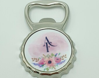 Metal bottle opener with magnet on the back, customizable for Weddings, Communions, Baptisms, Births and any special occasion.