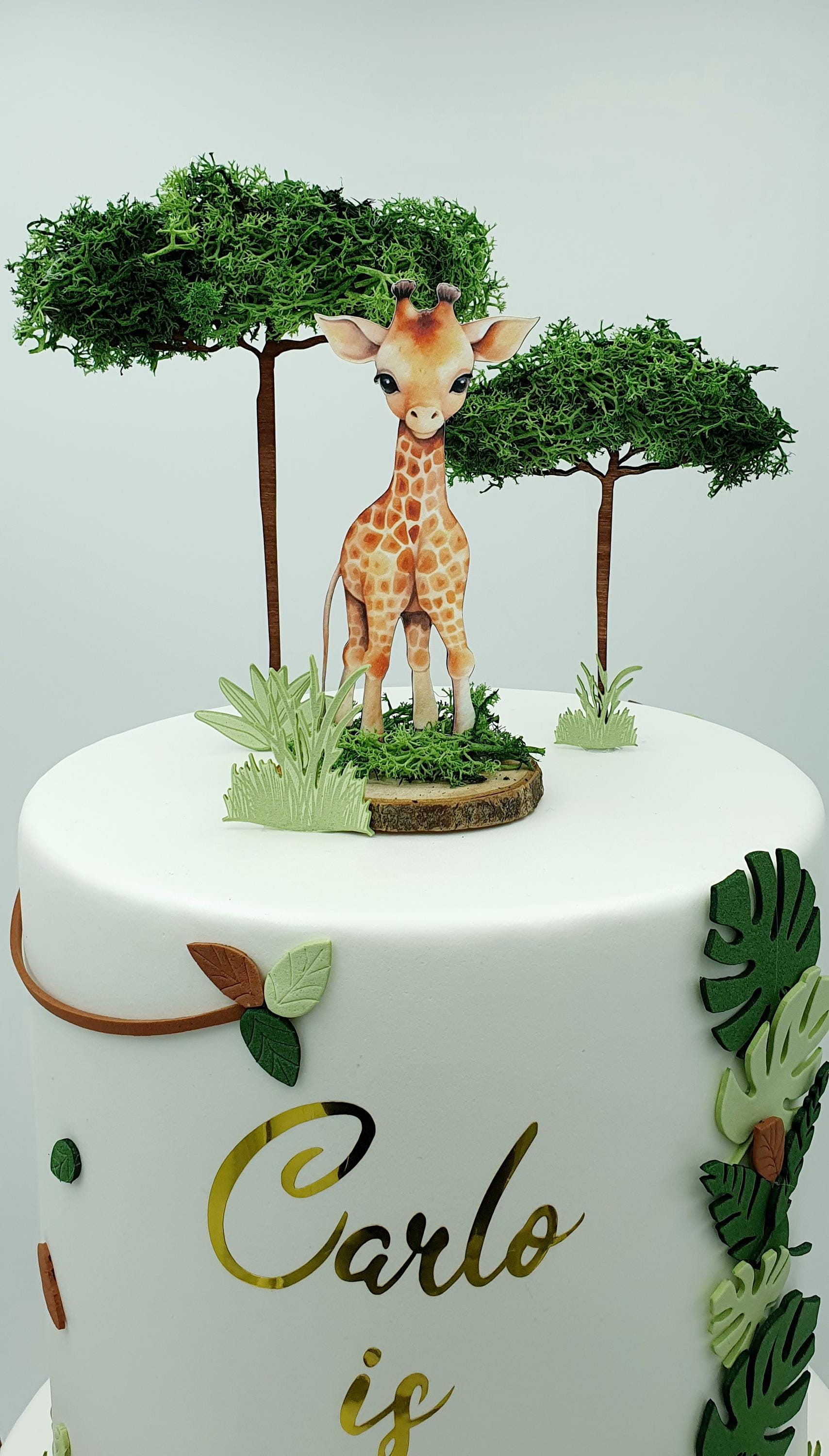 Set Decorazione Torta Animali Della Foresta – 10 Pezzi In Ceramica Morbida, Giraffa, Leone, Scimmia, Elefante - 3