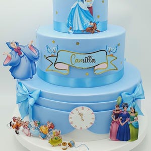 Torta scenografica finta Cenerentola per Battesimo/Compleanno o altri eventi speciali, in gomma eva e cartoncino.