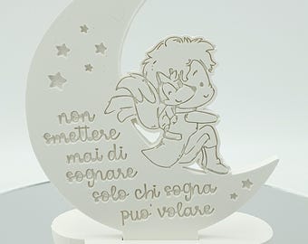 Little Prince themed scented chalk in the shape of a cloud with a moon for births, baptisms, and communion.