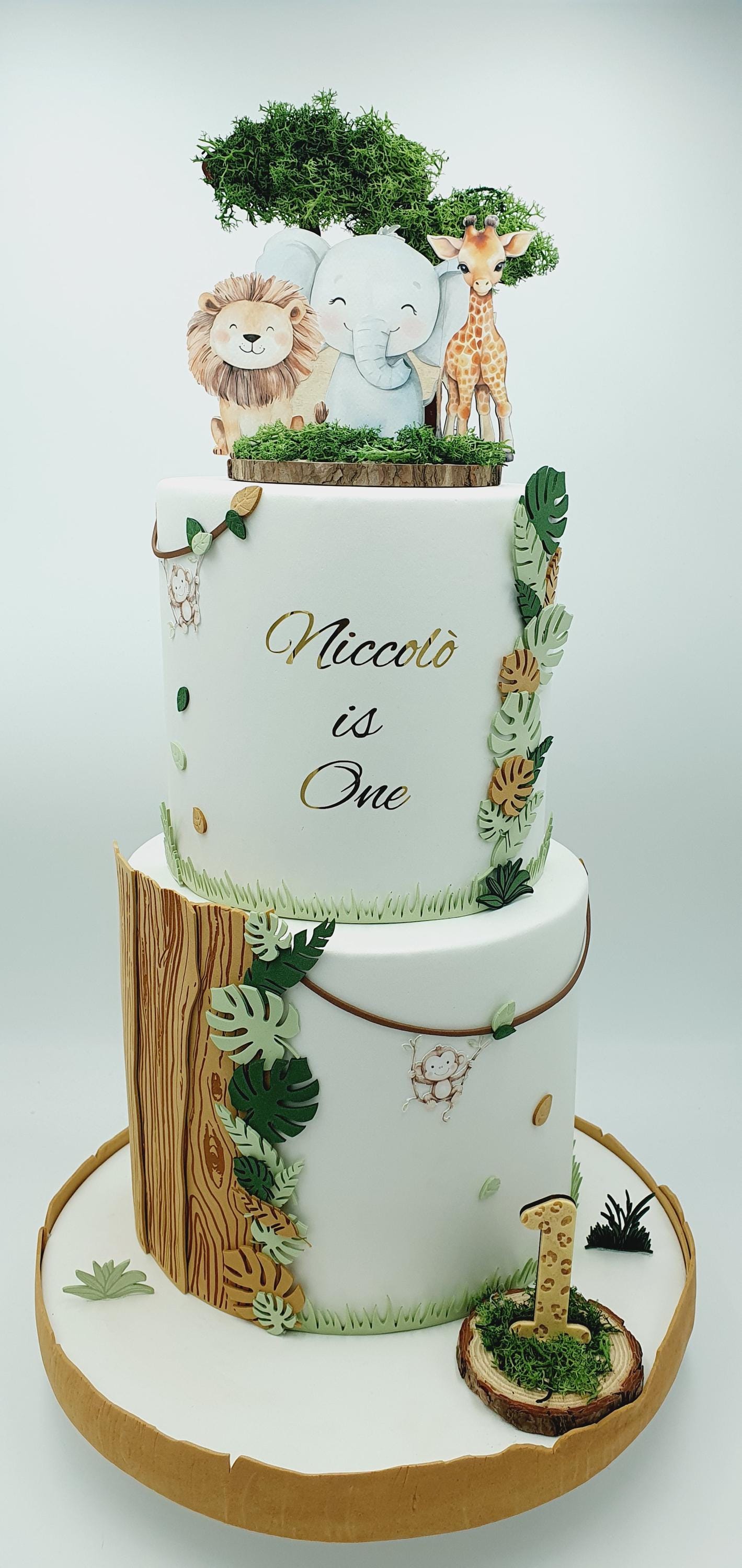 Torta Scenografica In Vinile Fai Da Te Per Sweet Table – Decorazione Festa Animali Della Giungla - 4