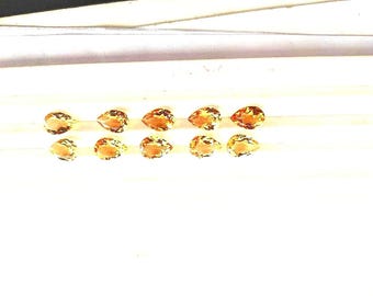 Citrine Pear Cut Faceted Gemstones | Loose 7x10mm Yellow Citrine Stones