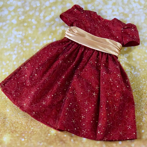 Girls Party Dress-Girls Red & Gold Dress-Birthday Dress-Girls Special Occasion Dress-Princess Dress-Christmas Day Outfit-Age 4-5