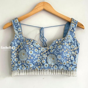 Light Blue Blouse/ Blue Saree Blouse/ Designer Blouse/ Party wear Blouse/ Indian Clothing/ Blue Blouse/ Indian Wedding/ Blouses for Saree