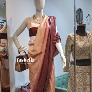 Sequin Ombre Saree/ Sequin Saree/ Cocktail Sari/ Shaded Saree/ Saree with Blouse stitched/ Party wear saree/ Indian saree / Bling Saree