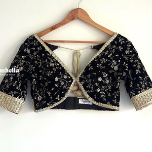 5 Color options/ Black Saree Blouse/ Black Gold Blouse/ Black Velvet Blouse/ Sexy Saree Blouse/ Indian Blouse/ Party wear Blouse/ Choli Top