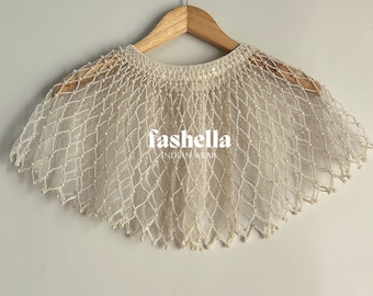 Ivory Pearl Cape/ Statement Neckpiece/ Shoulder Cape/ Pearl Accessory/ Pearl Top/ Body Accessory Pearl/ Off white Pearl Top/ Pearl Net Cape
