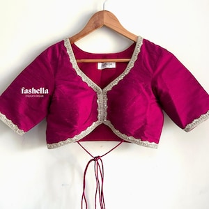 Made to Order Magenta Pink Pure Raw Silk Blouse: Designer Saree Lehenga Choli