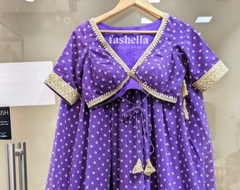 Purple Bandhani Lehenga Set, Indian ethnic wear, Bollywood Lehenga