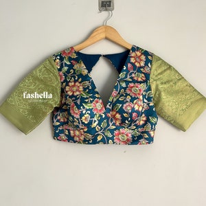 Blue Green Blouse/ Blue Saree Blouse/ Indian Saree Blouse/ Lehenga Blouse/ Blue Choli/ Ethnic Indian Blouse/ Designer Blouse/ Sari Blouse