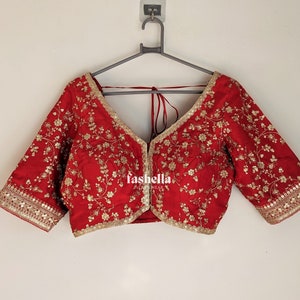 Red Blouse/ Red Gold Blouse/ Red Bridal Blouse/ Red Lehenga Blouse/ Red Sari Blouse/ Indian Blouse Red/ Red Choli/ Designer Red Blouse/ Top