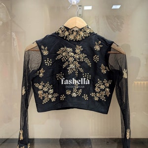Black Saree Blouse/ Black Gold Blouse/ Hand Embroidered Blouse/ Lehenga Blouse/ Indian wear/ Cocktail Blouse Ethnic/ Indian Ethnic Wear/ Top