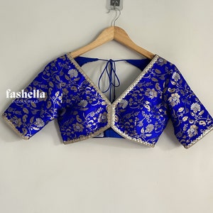 Royal Blue Blouse/ Blue Gold Blouse/ Blouse for Saree/ Indian Blouse Women/ Designer Blouse/ Indian Clothing/ Ethnic Blouse/ Saree Blouse