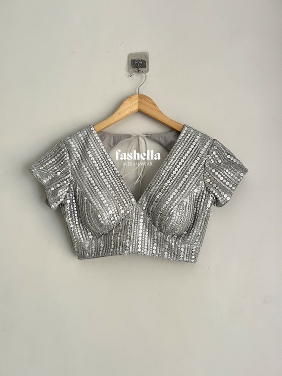 Silver Sequin Blouse: Choli for sarees and lehengas