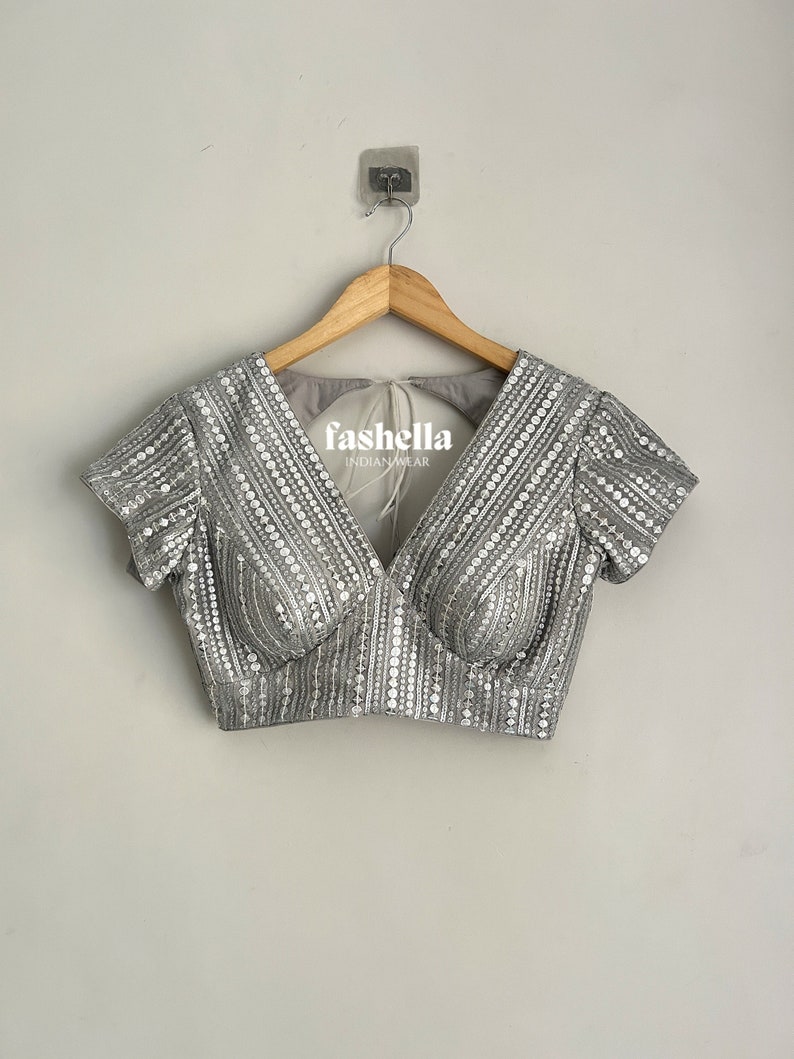 Silver Sequin Blouse: Choli for sarees and lehengas Silver