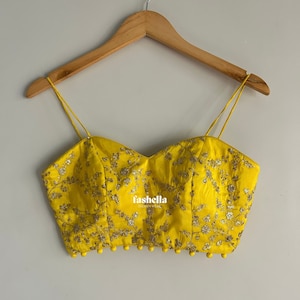 Sunshine Yellow Blouse/ Yellow Sari Blouse/ Yellow Gold Blouse/ Noodle Strap Blouse/ Designer Blouse/ Saree Blouse/ Blouse for Lehengas