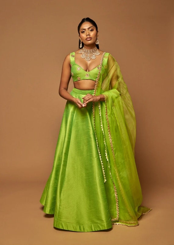 Majesty Neon Green Color Art Silk Designer Wear Lehenga Choli - 523 |  Heenastyle