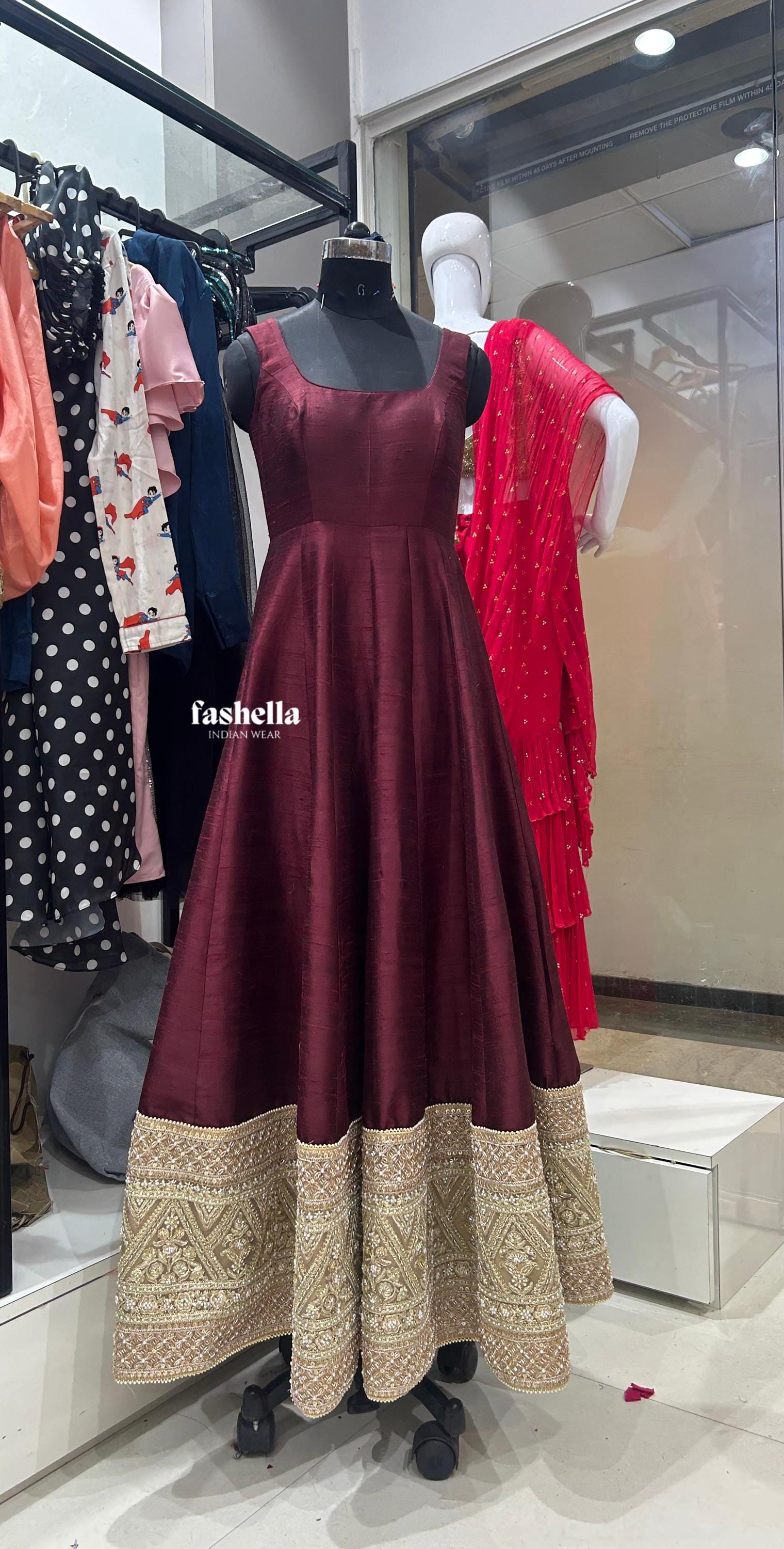 raw silk dresses india Pink Readymade Silk Gown