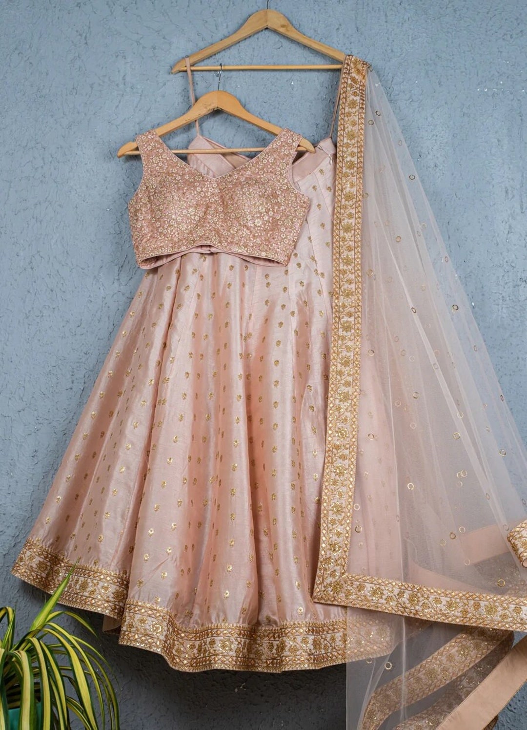 Pink Lehenga Set/ Blush Pink Lehenga/ Pink Gold Lehenga/ Etsy