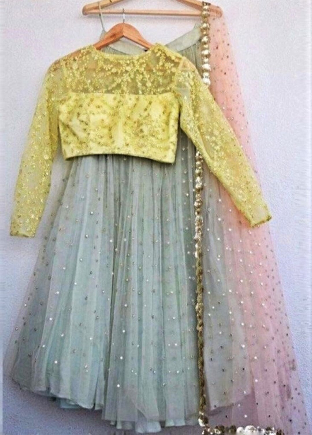 Pastel Lehenga Set/ Pastel Color Lehenga/ Indian Lehenga Set/ Stitched