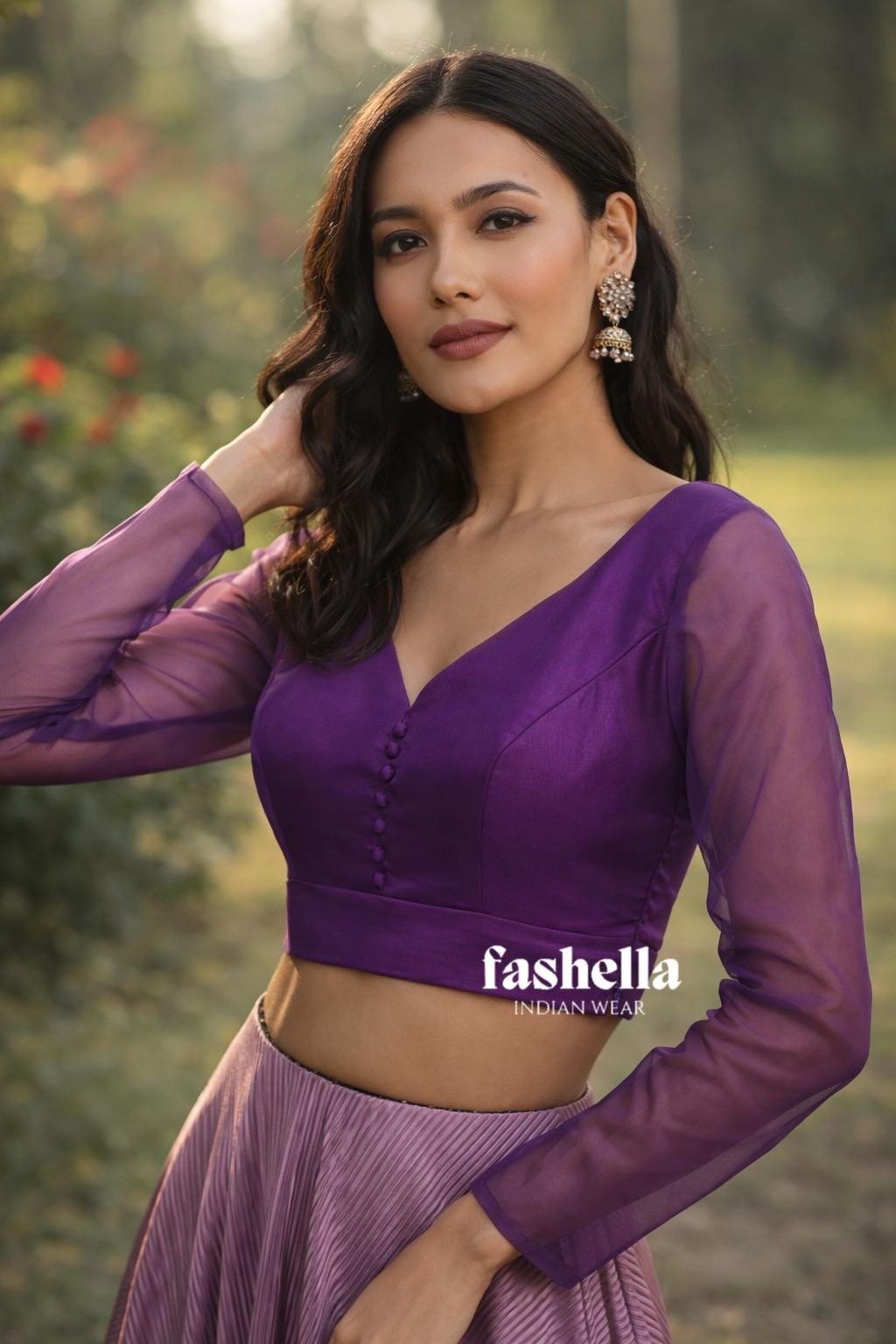 wedding violet blouse designs