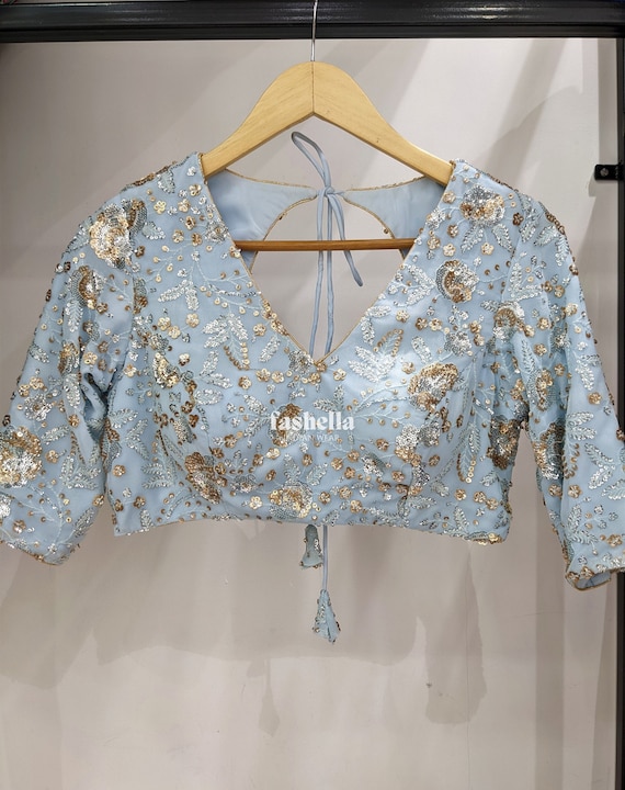 Blue cheap sequin blouse