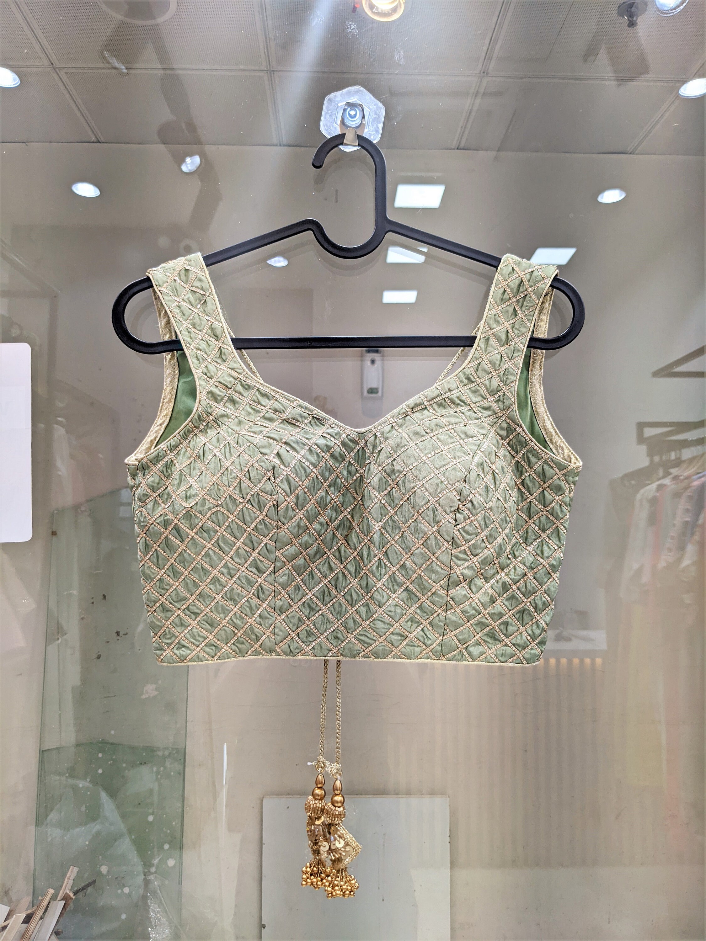 Green Gold Blouse/ Pastel Green Blouse/ Green Sari Blouse/ Etsy