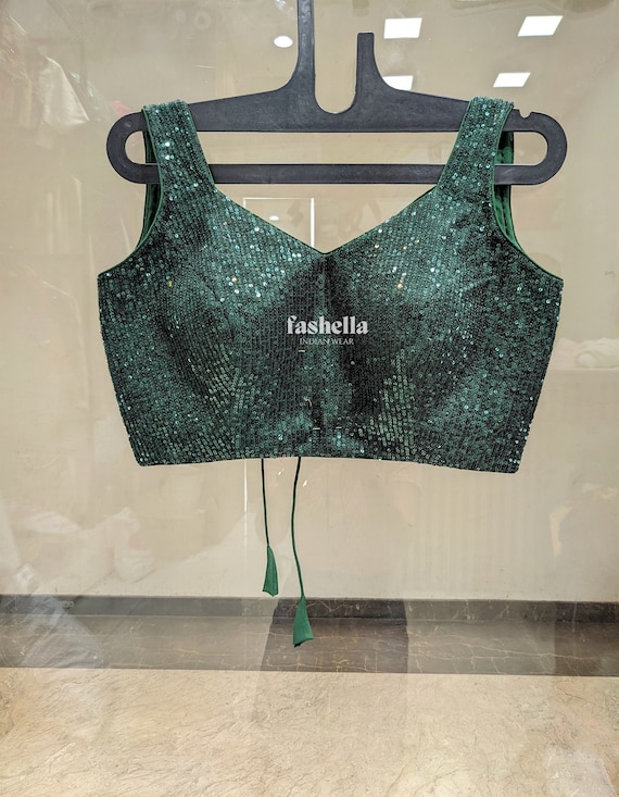 green sequin blouse