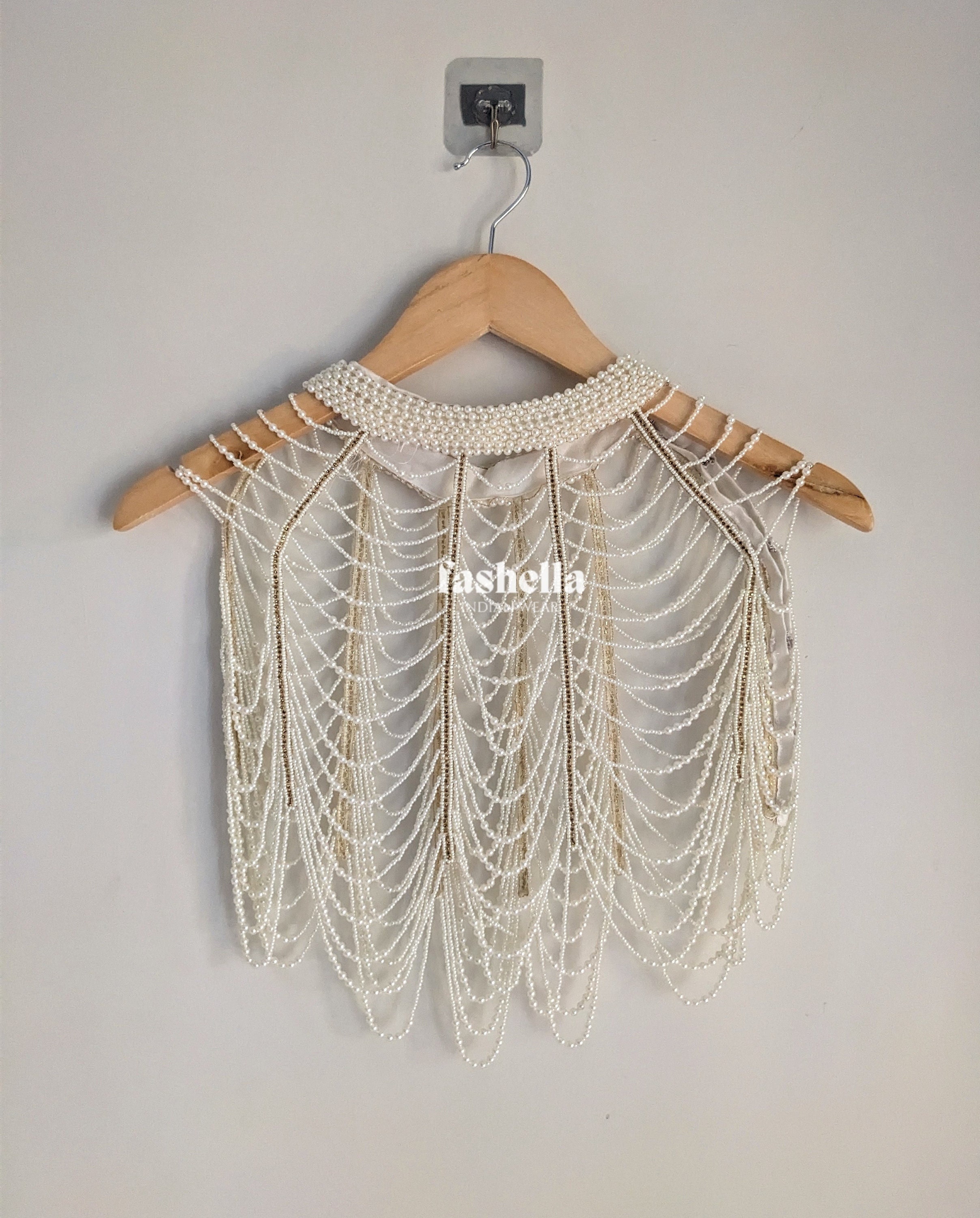 Ivory Pearl Shoulder Cape, Statement Neckpiece, Bridal Accessory