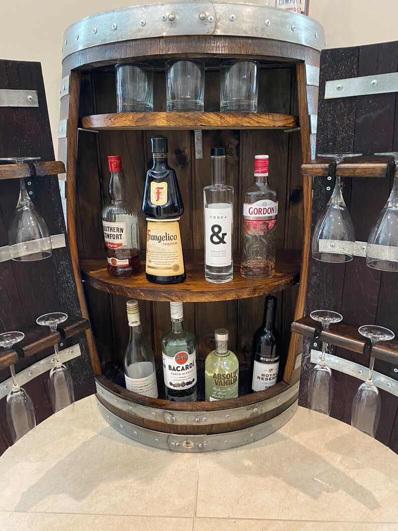 Half Wine Barrel Mini Bar Etsy