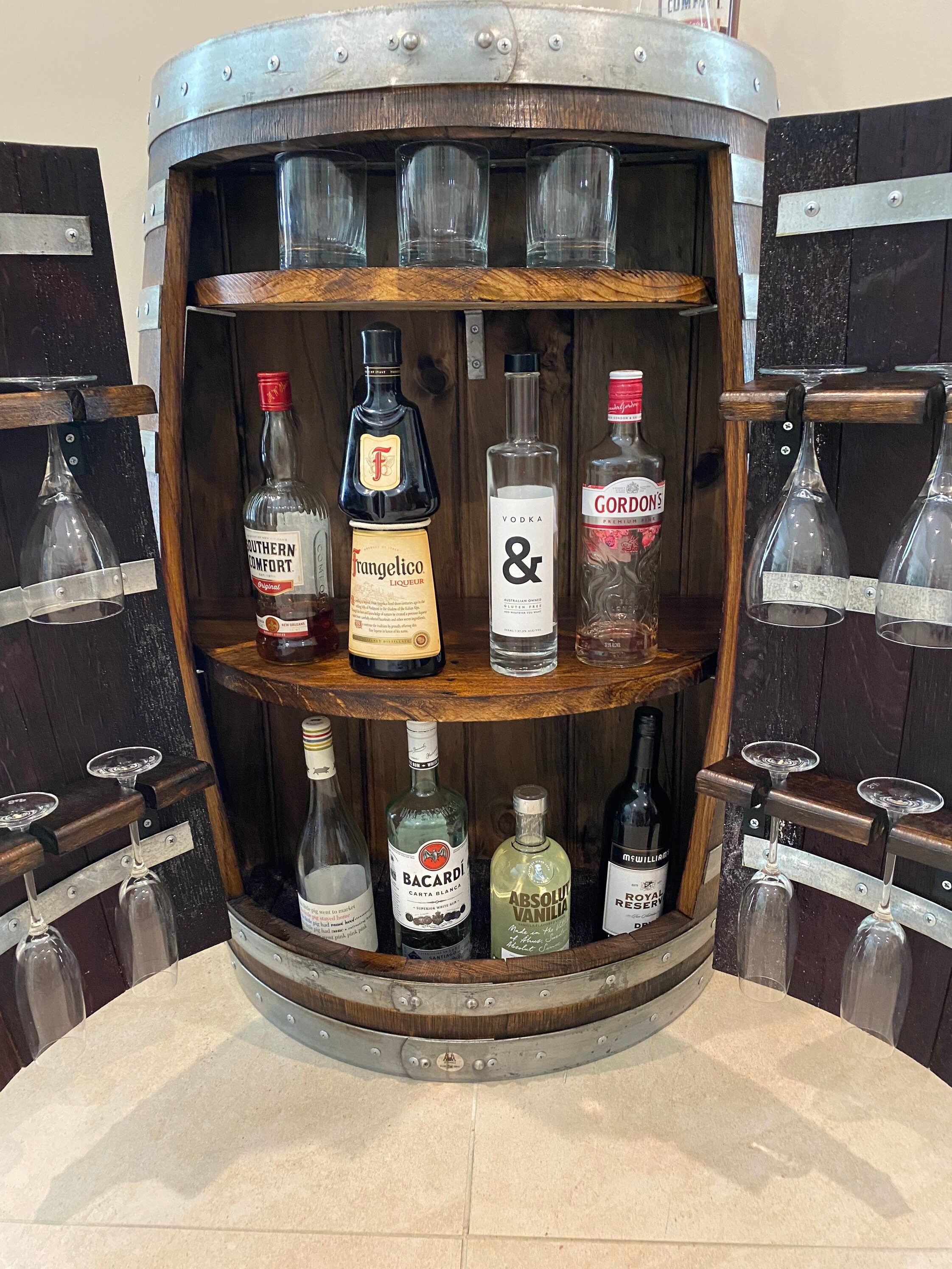 Half Wine Barrel Mini Bar Etsy