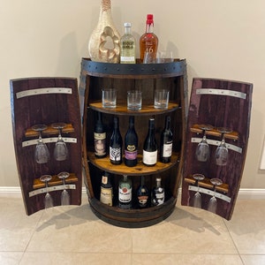 Half wine barrel mini bar