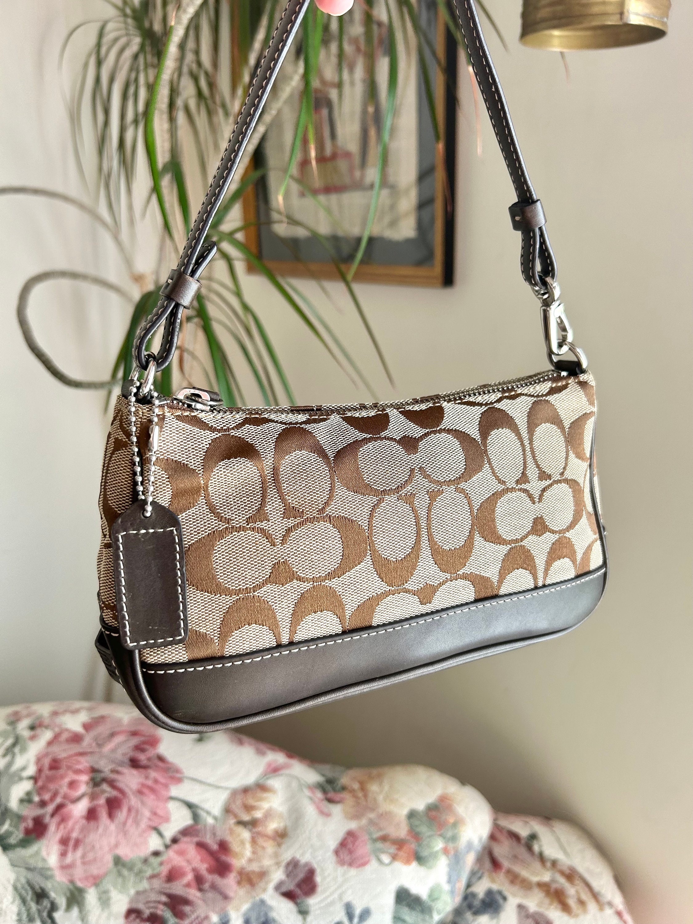 Coach Y2k Brown Demi Shoulder Bag in Signature Monogram Canvas Etsy