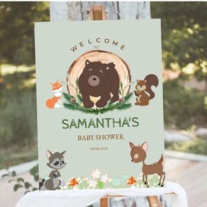 woodland welcome sign, woodland animals, editable, instant download
