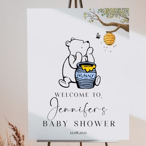 winnie the pooh baby shower welcome sign, classic winnie the pooh, baby shower, welcome sign,